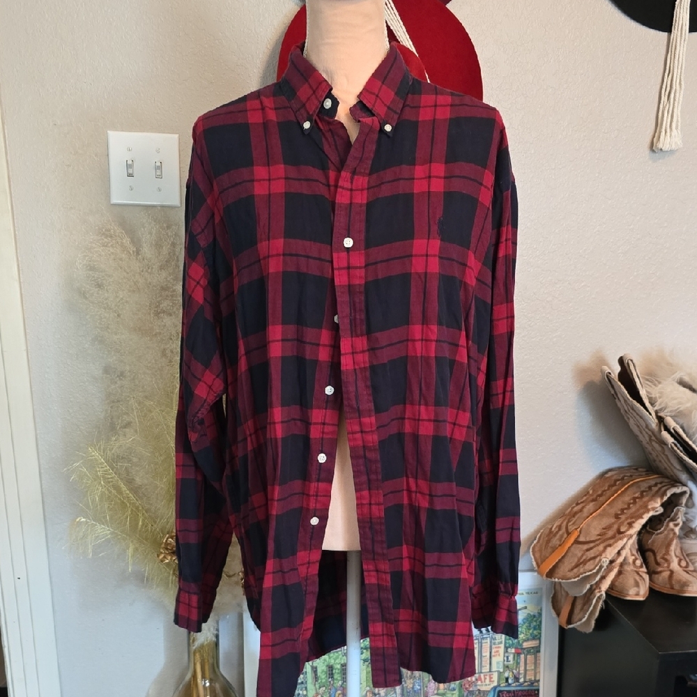 Ralph Lauren Red And Black Plaid Casual Shirt